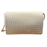 Bottega Veneta Vintage Cream Satin Intrecciato Mini Shoulder Bag
