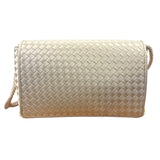 Bottega Veneta Vintage Cream Satin Intrecciato Mini Shoulder Bag