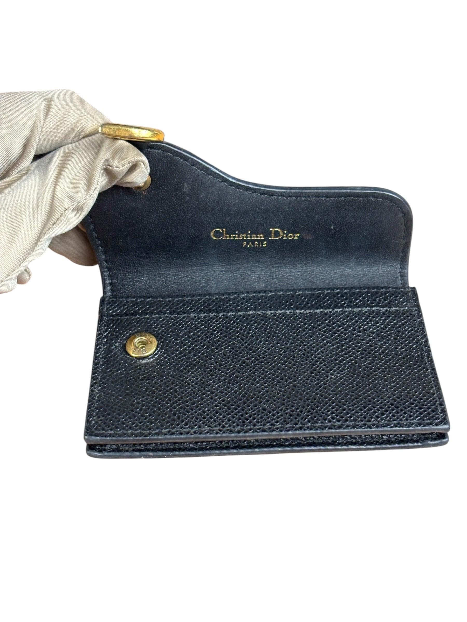 Christian Dior Black Bloom Flap Card Holder