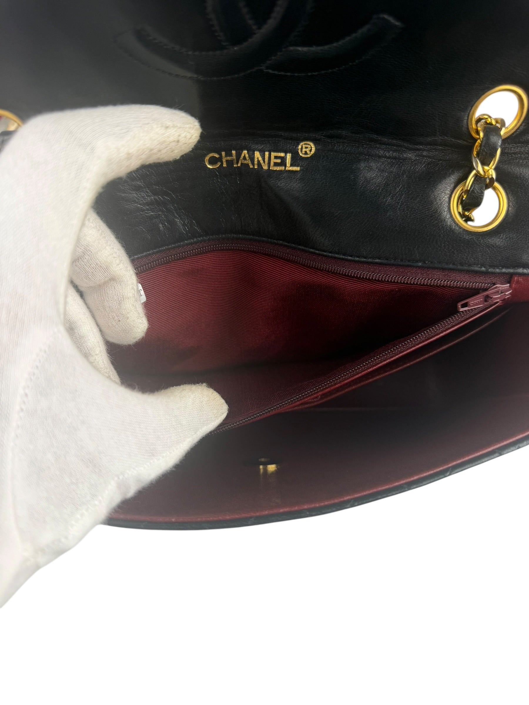 Chanel Black Quilted Lambskin Half Moon Flap 1989