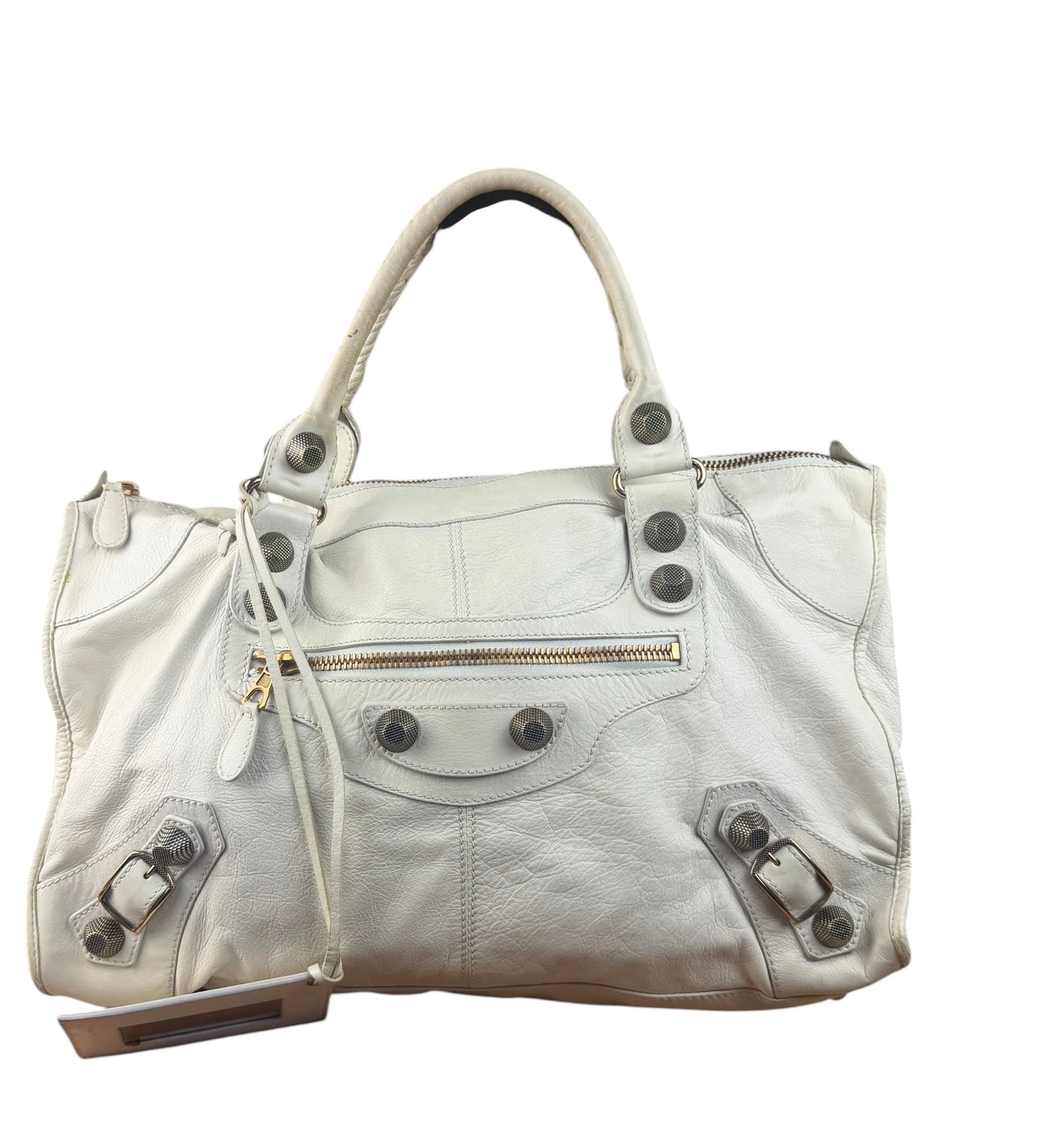 Balenciaga White Leather Giant 21 City Shoulder Bag