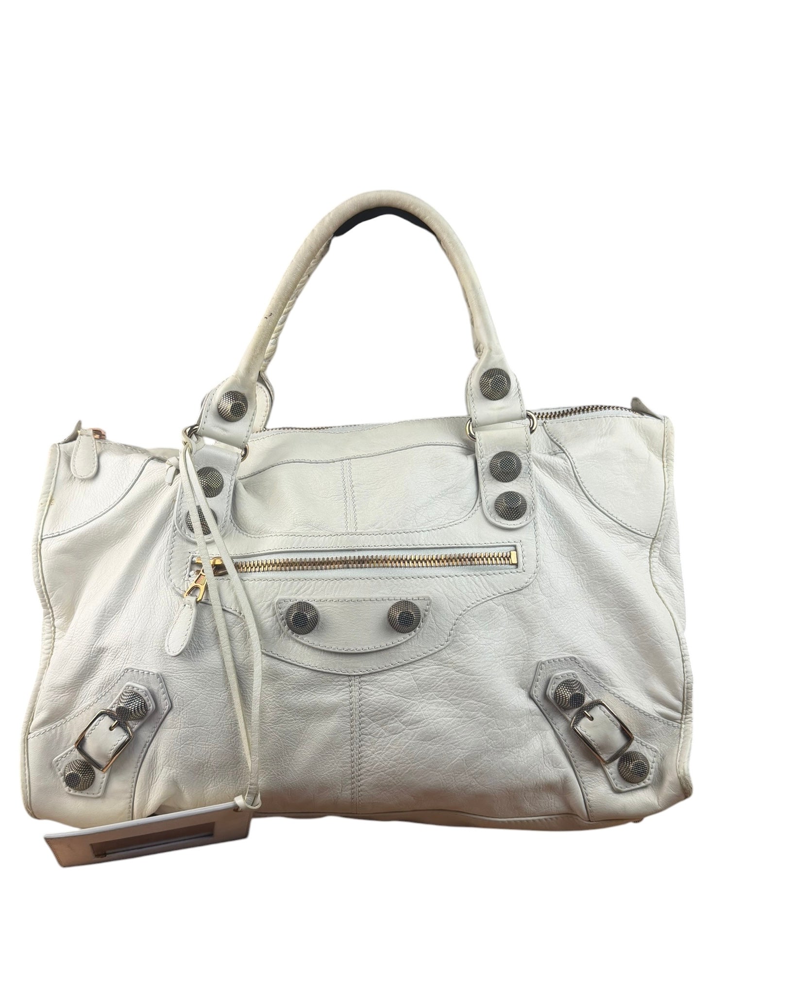 Balenciaga White Leather Giant 21 City Shoulder Bag