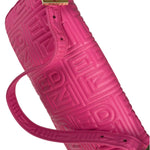 Fendi Pink Leather Logo Embossed Baguette