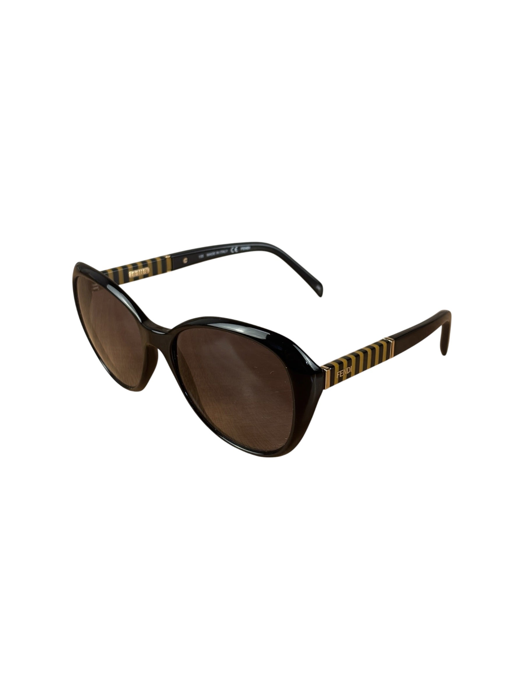 Fendi Round Sunglasses Striped Black