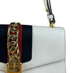 Gucci White Leather Sylvie Chain Shoulder Bag