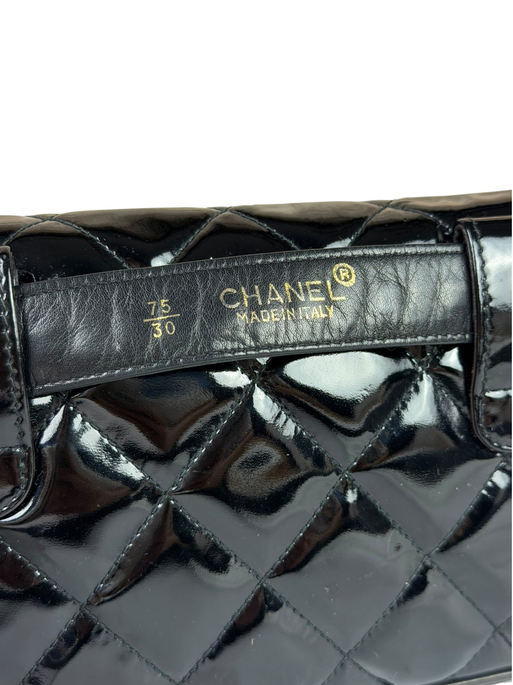 Chanel Black Patent Leather Belt Bag 1995