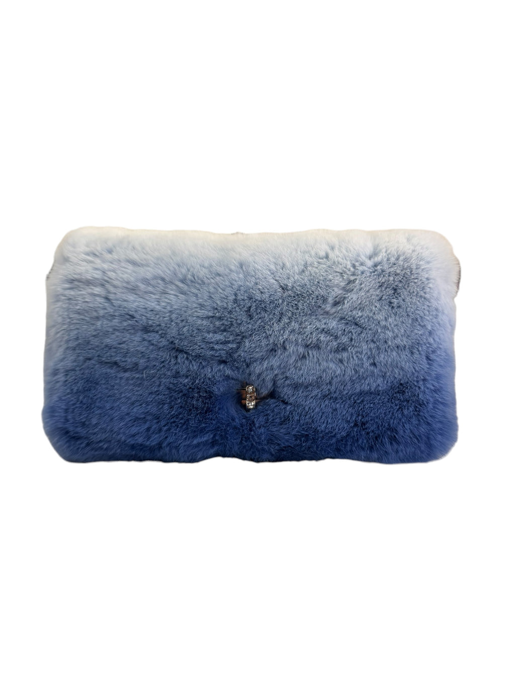 Miu Miu Blue Gradient Fur Crystal Flap Bag