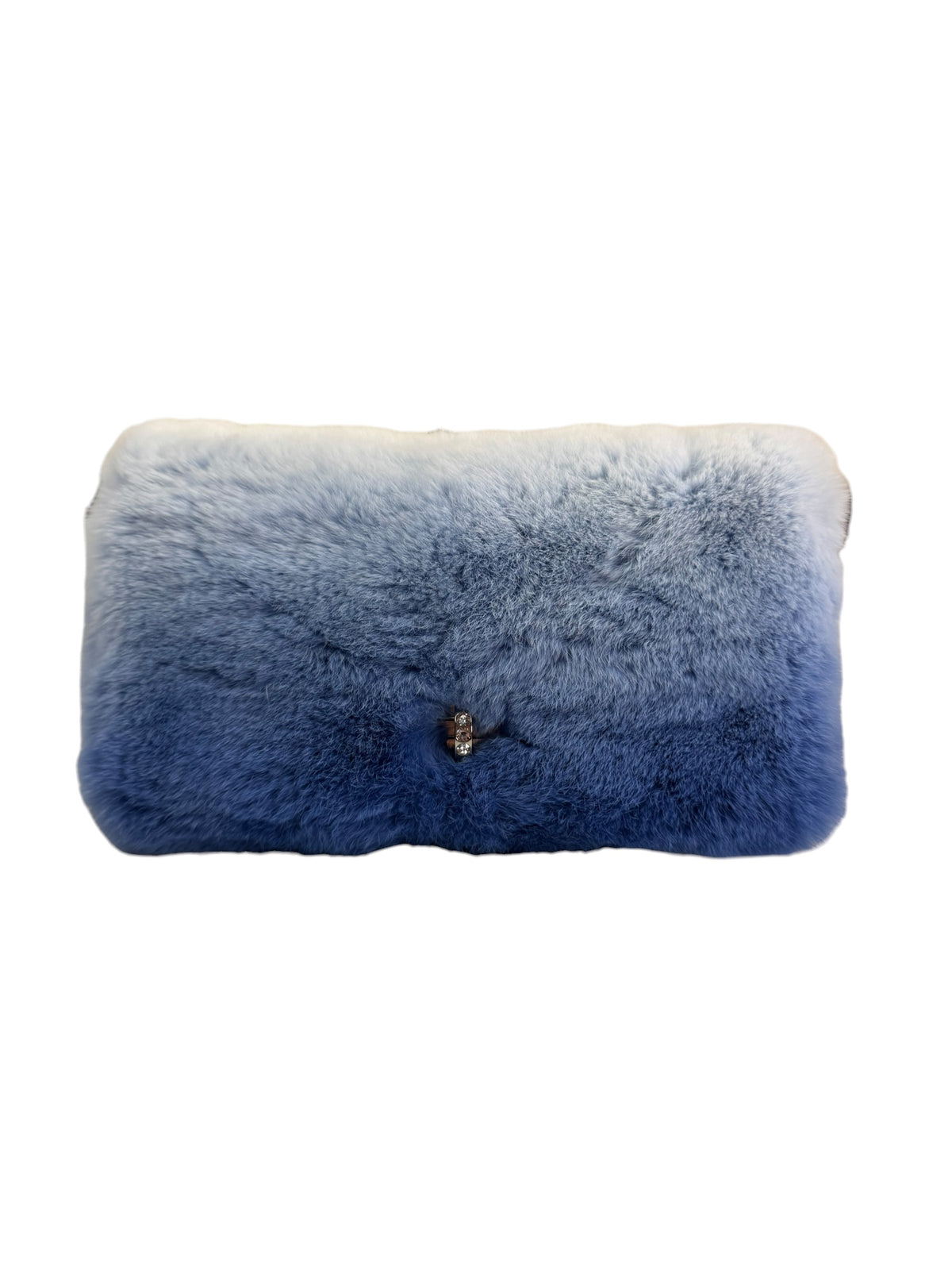 Miu Miu Blue Gradient Fur Crystal Flap Bag