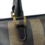 Fendi Brown/Black Leather Pequin Boston Bag