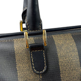 Fendi Brown/Black Leather Pequin Boston Bag