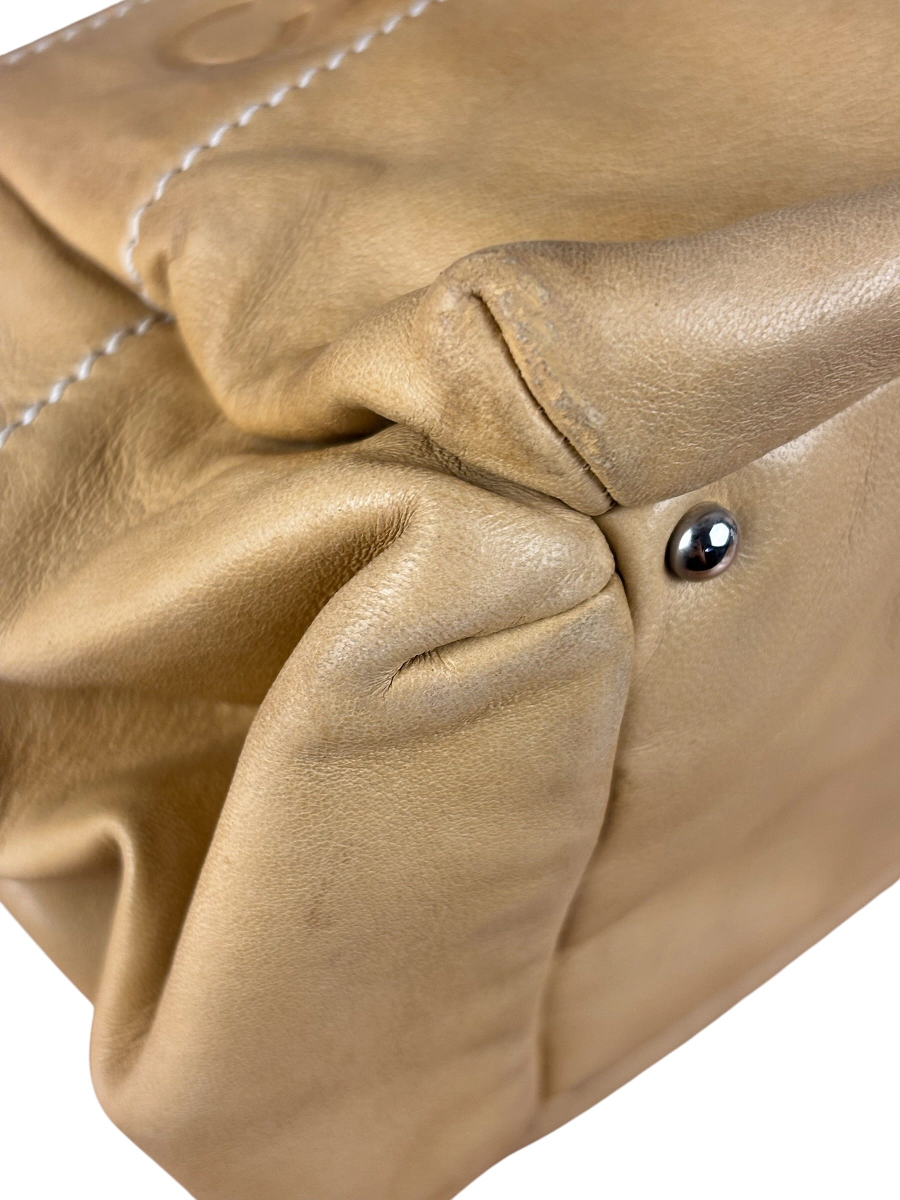 Chanel Warm Beige Leather LAX Accordion Shoulder Bag 2003