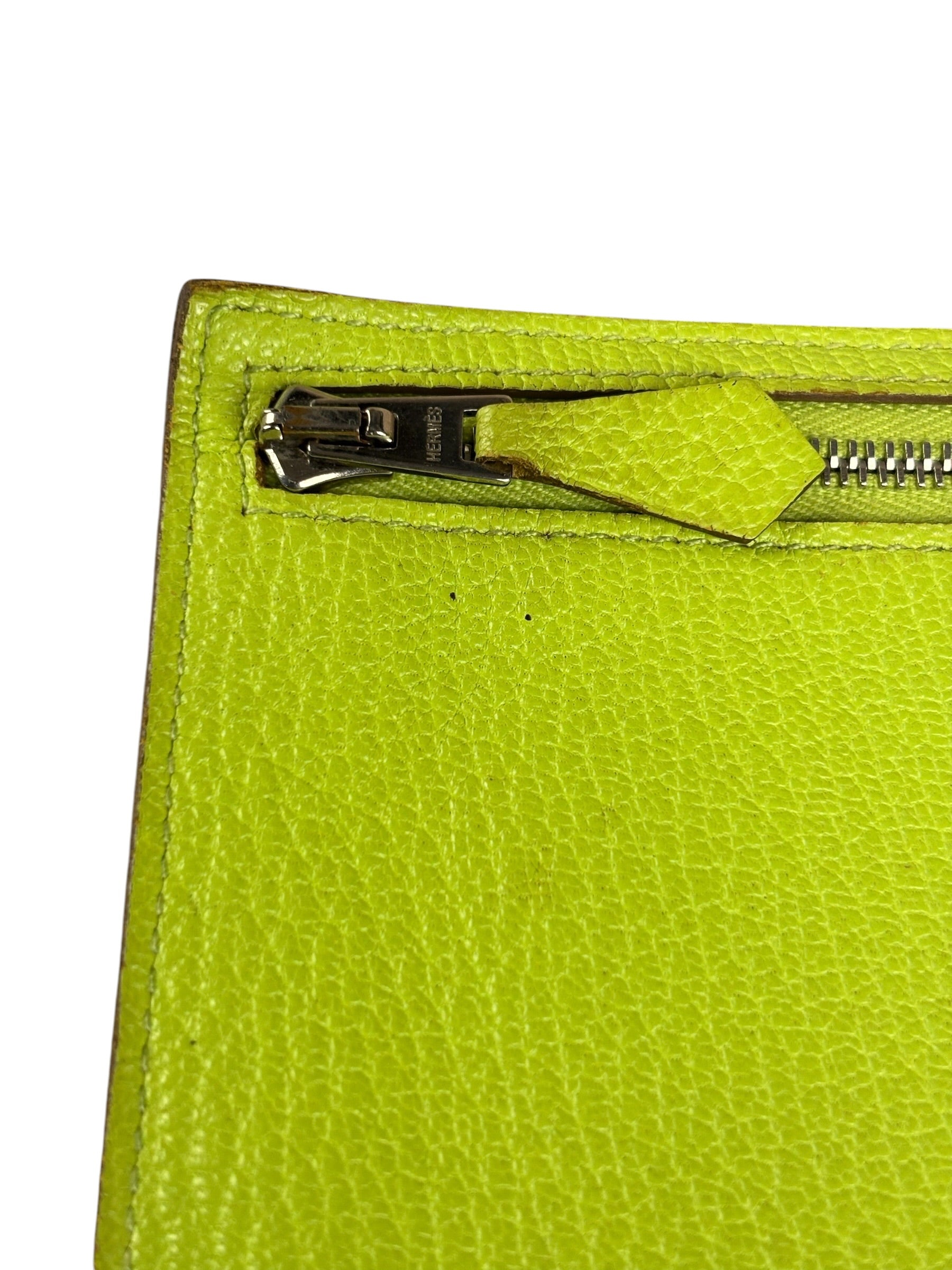 Hermes Lime Zippy Pouch