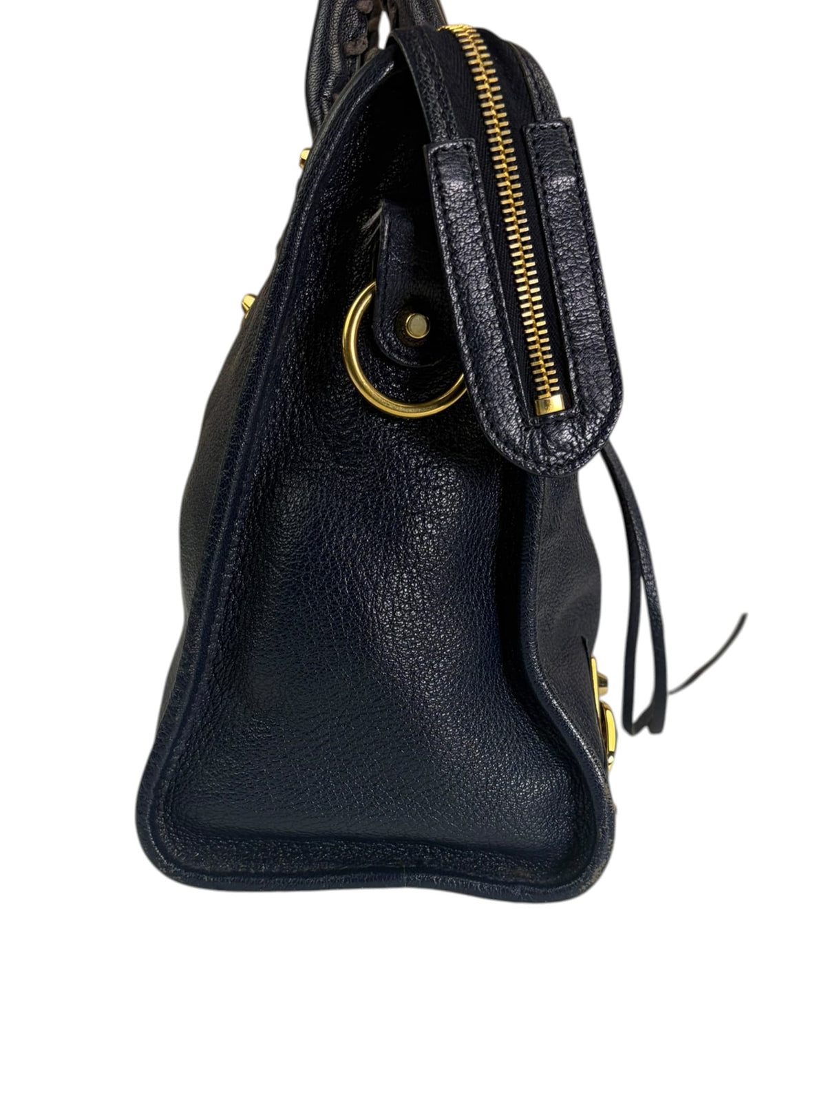 Balenciaga Navy Leather Velo Moto Two-Way Bag