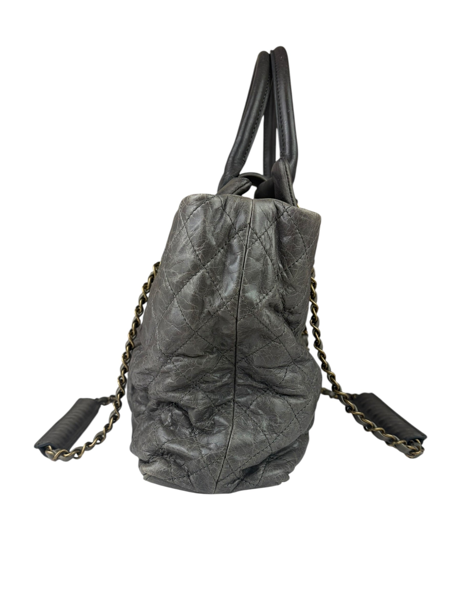 Chanel Grey Quilted Calfskin Paris-Bombay Bindi Two-Way Tote 2012