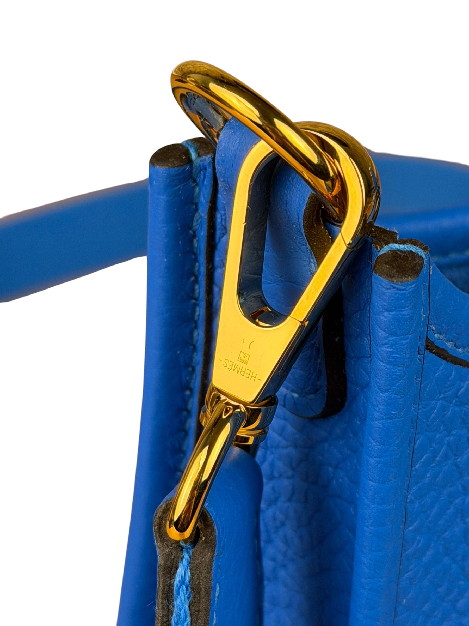 Hermes Bleu Hydra Leather Clemence Cordage Mini Evelyne TMP16