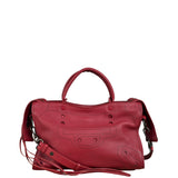 Balenciaga Red Leather Blackout City Two-Way Bag