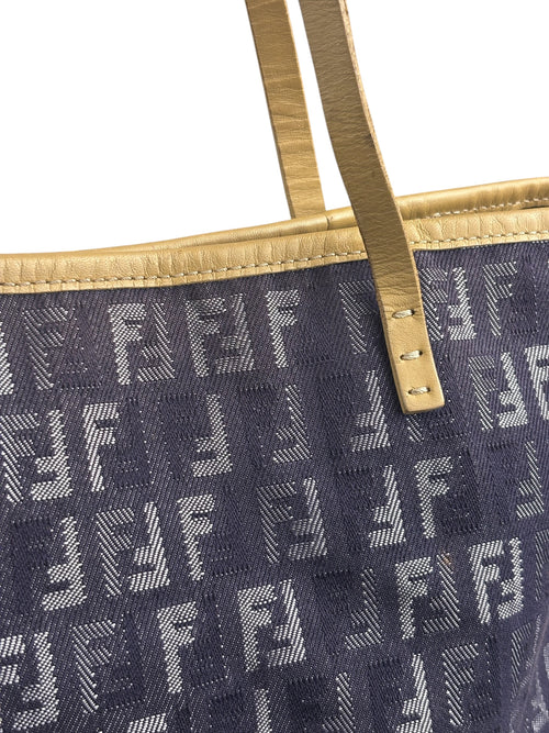 Fendi Vintage Purple Denim Roll Zucchino Tote