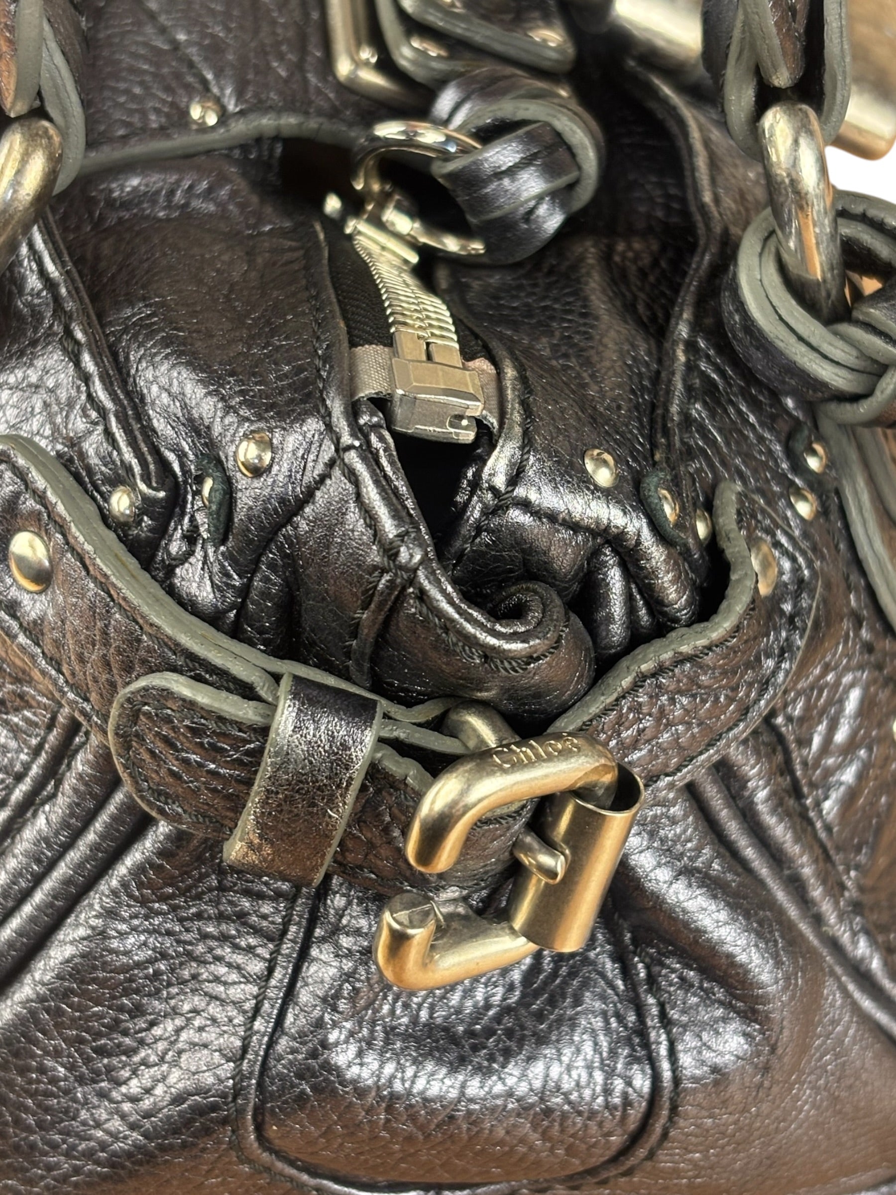 Chloé Grey Metallic Small Paddington Handbag