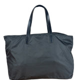 Prada Black Saffiano Leather Strap Tessuto Nylon Tote Bag