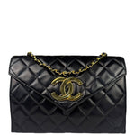 Chanel Black Quilted Leather Envelope Flap Bag Early 90's