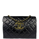 Chanel Black Quilted Leather Envelope Flap Bag Early 90's