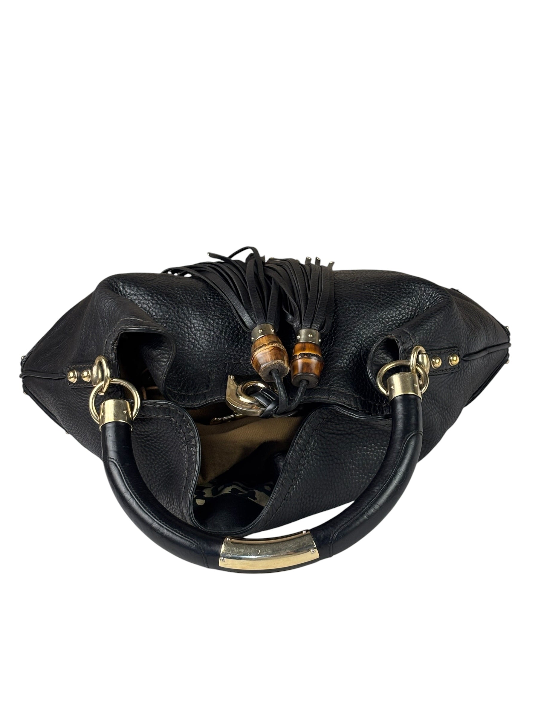 Gucci Black Leather Indy Hobo Bag