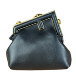Fendi Black Leather Nano First Charm Shoulder Bag