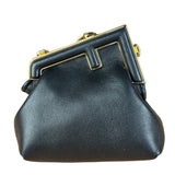 Fendi Black Leather Nano First Charm Shoulder Bag