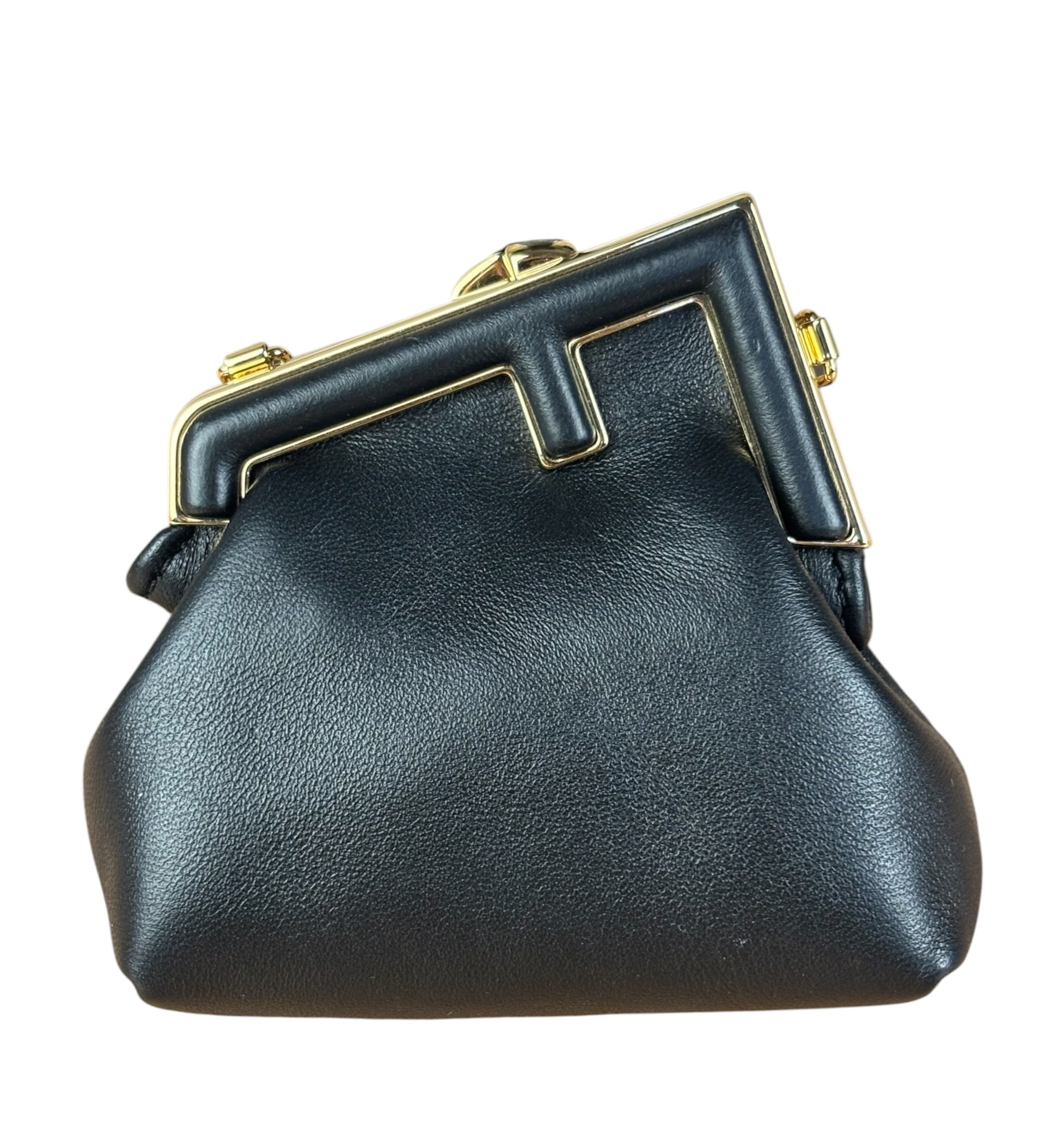 Fendi Black Leather Nano First Charm Shoulder Bag