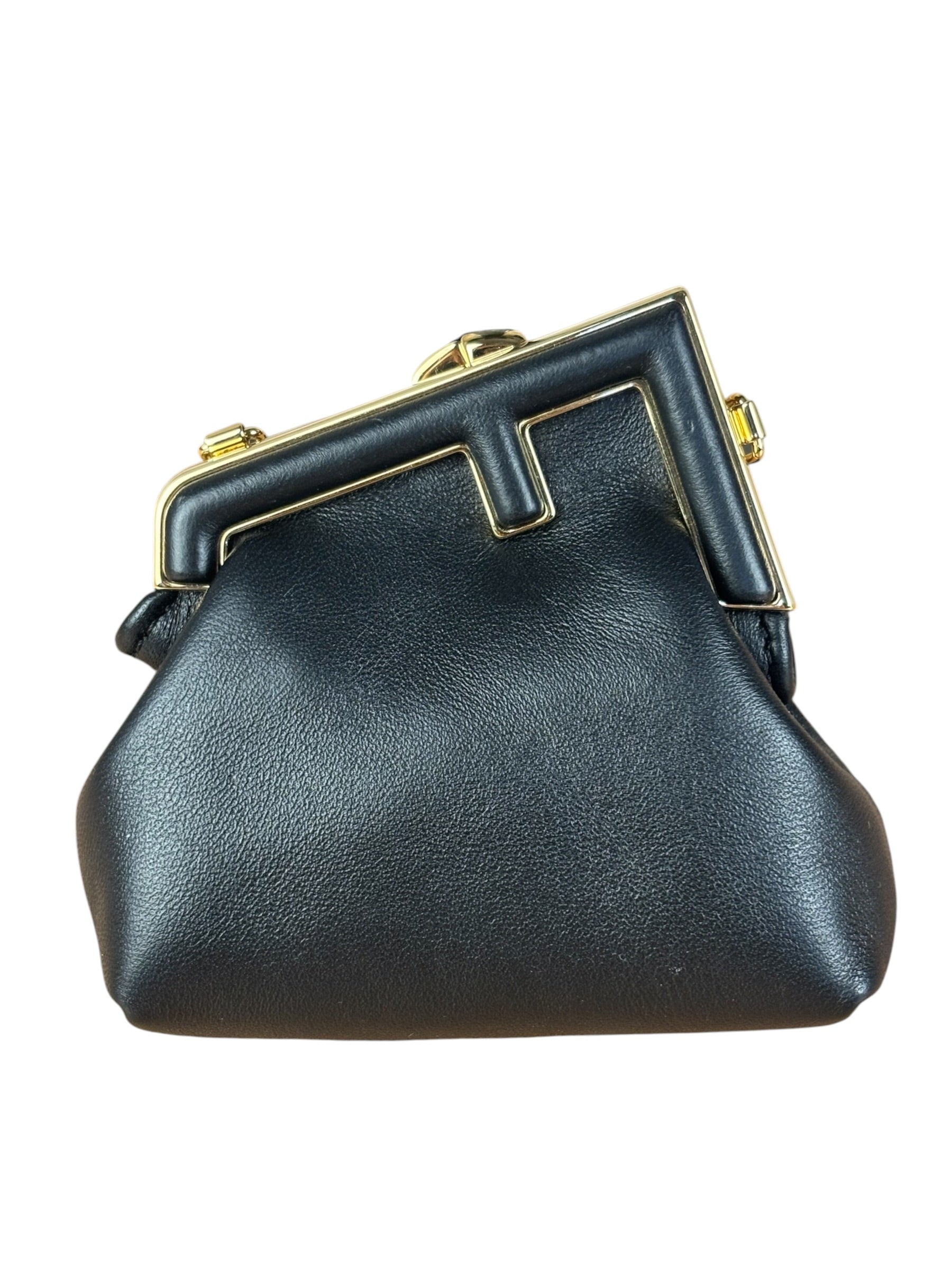 Fendi Black Leather Nano First Charm Shoulder Bag