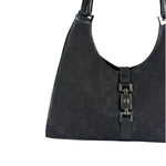 Gucci Black Leather Trim GG Bardot Jackie Medium Hobo Bag
