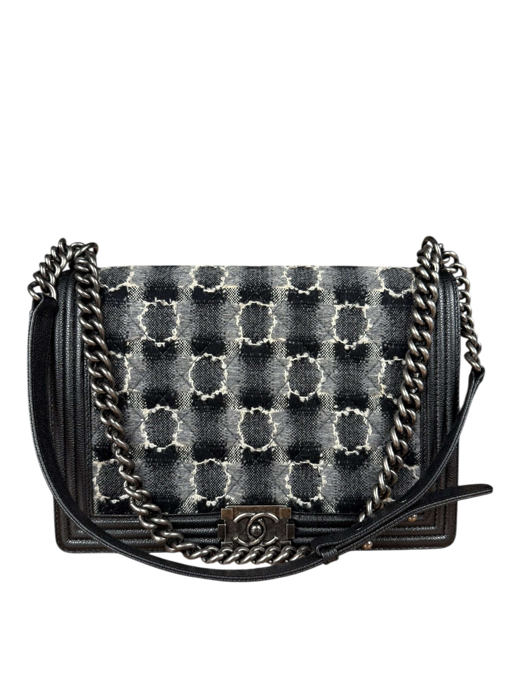 Chanel MultiColor Quilted Tweed Boy Bag