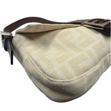 Fendi Cream/Brown Leather Trim Zucca Baguette