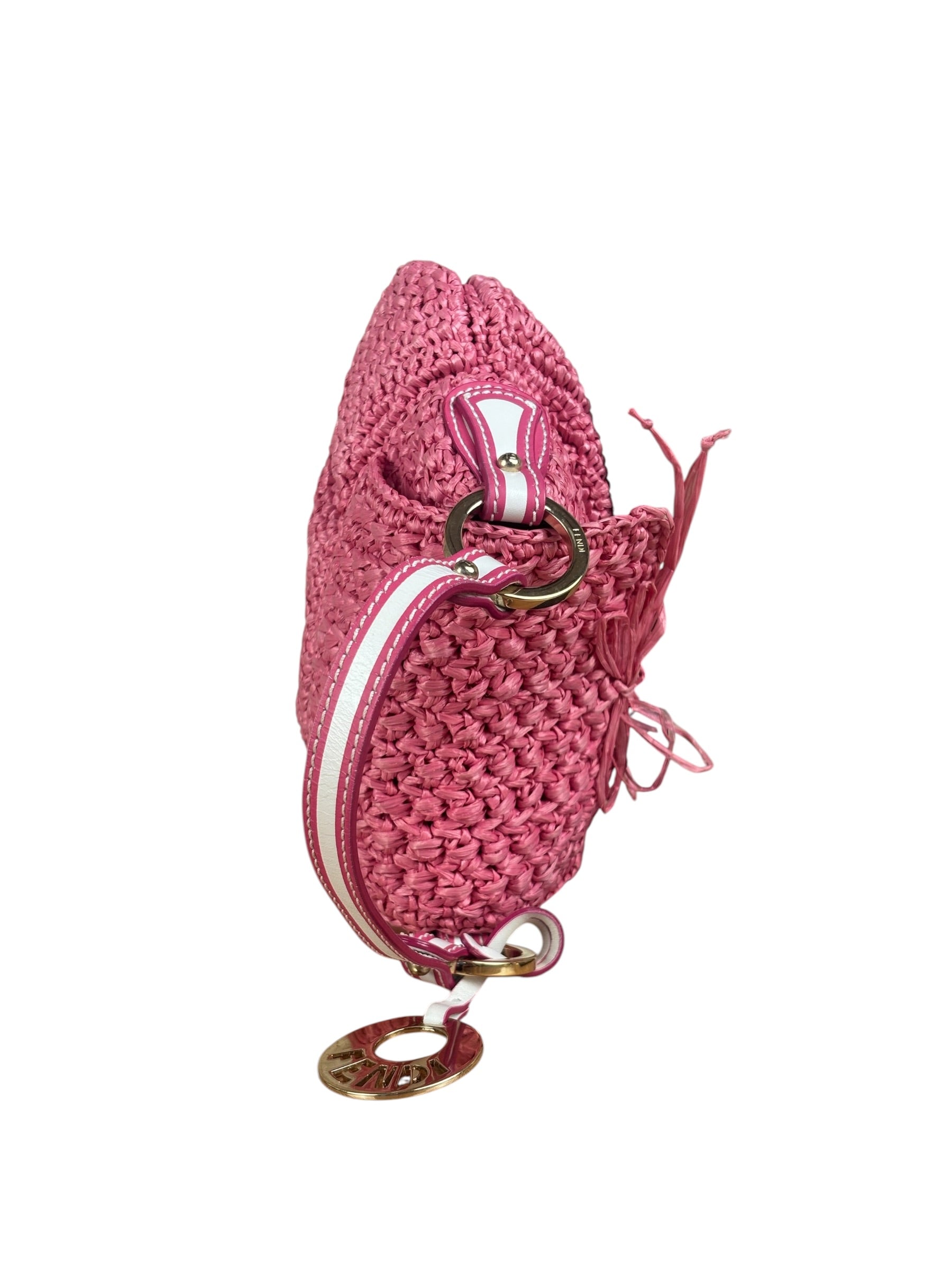 Fendi Pink Raffia Mini Chef Bag