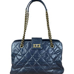 Chanel Blue Aged Quilted 2.55 Leather Chain Tote 2011