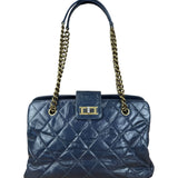 Chanel Blue Aged Quilted 2.55 Leather Chain Tote 2011