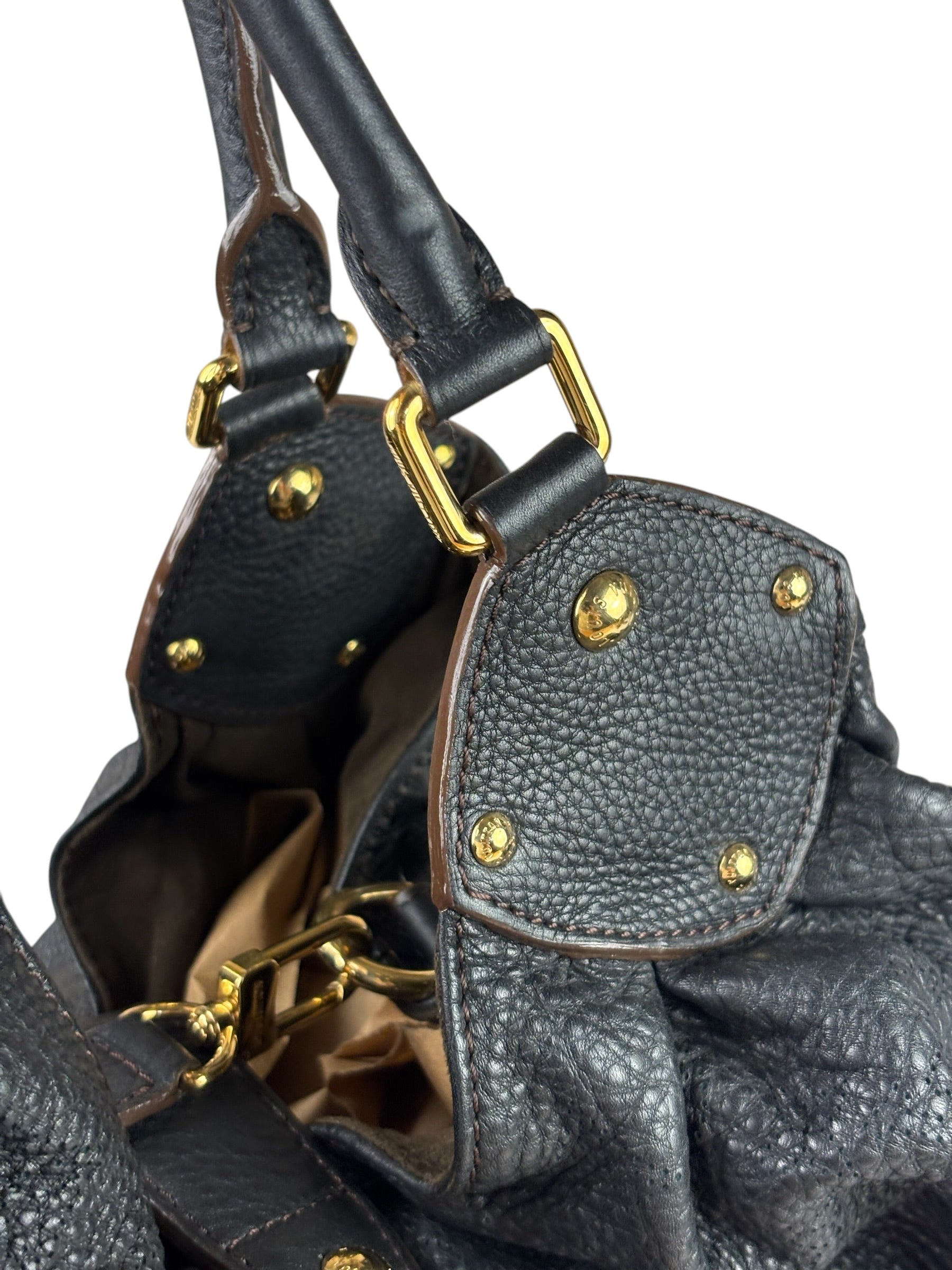 Louis Vuitton Black Calfskin Mahina XL Hobo Bag