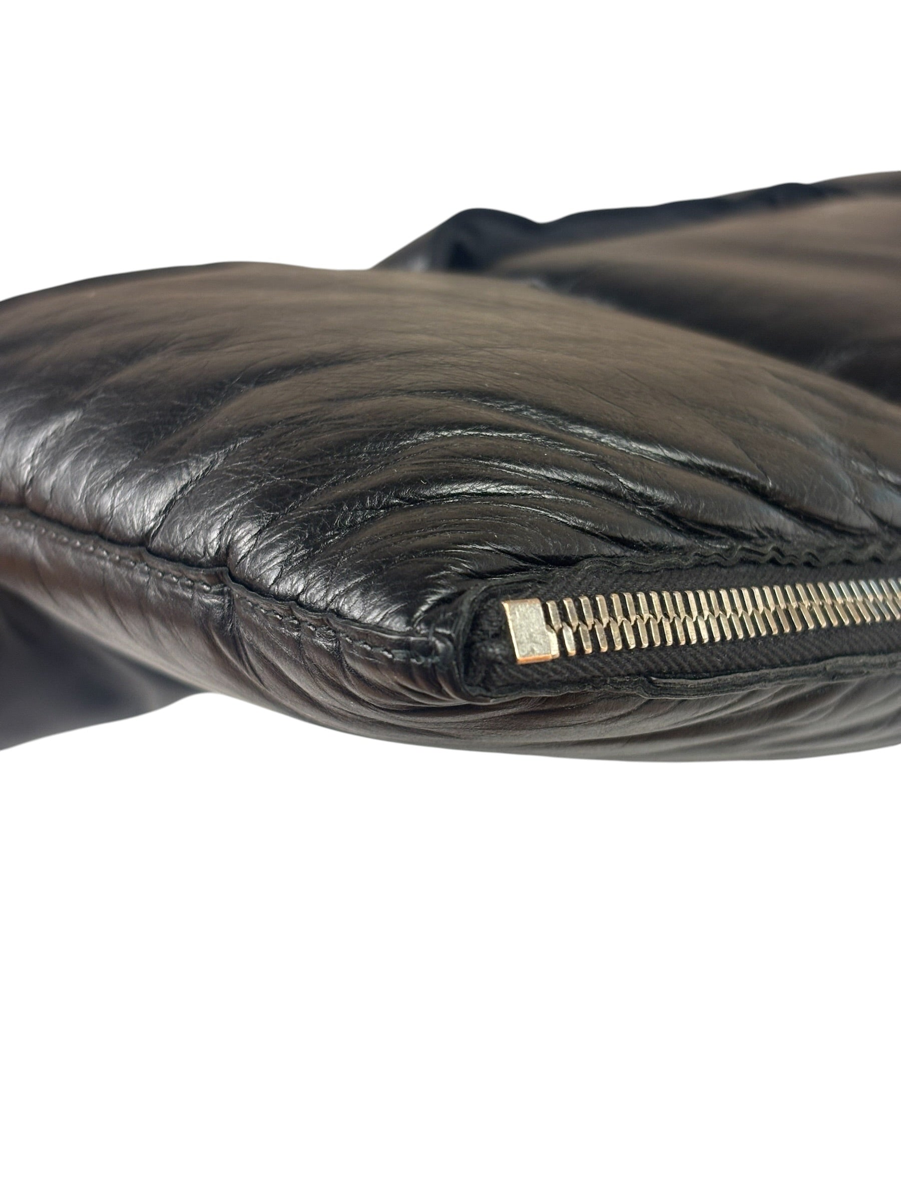 Bottega Veneta Black Leather Maxi Intrecciato Padded Pouch