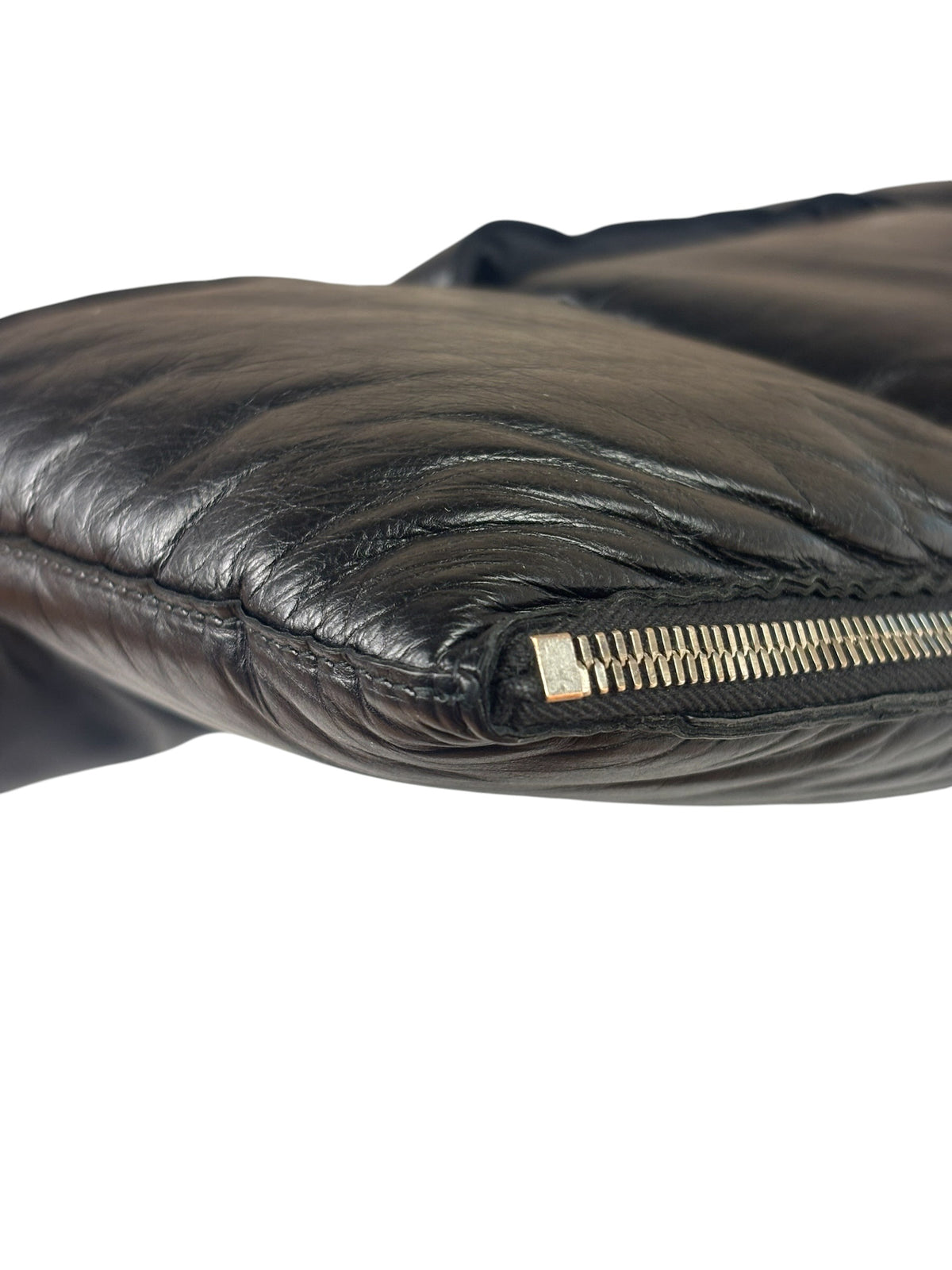Bottega Veneta Black Leather Maxi Intrecciato Padded Pouch