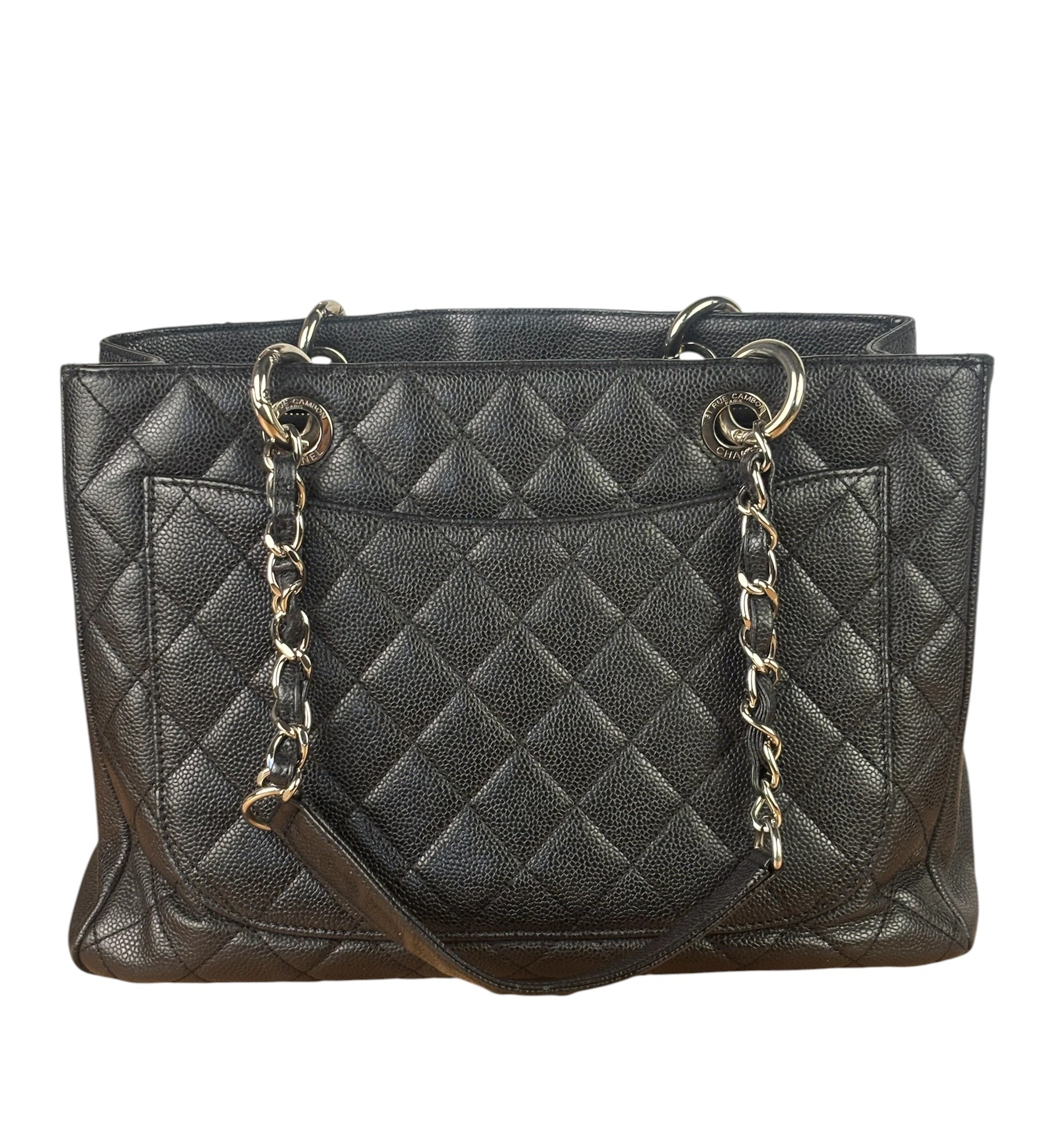 Chanel Black Caviar Quilted Large Shopping Tote 2012