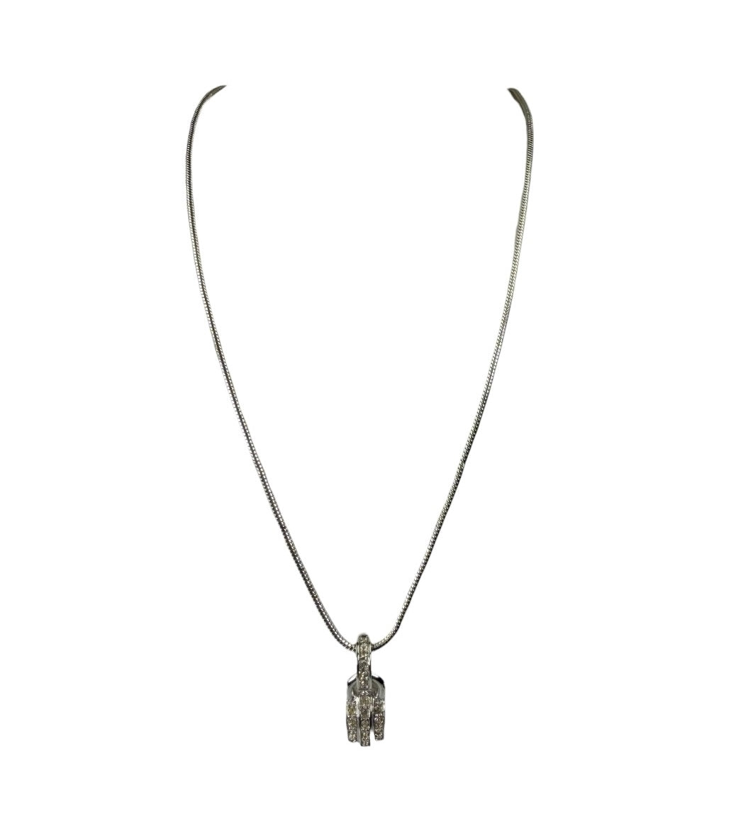 Christian Dior Silver-Tone Snake Chain Crystal-Pave Pendant Necklace