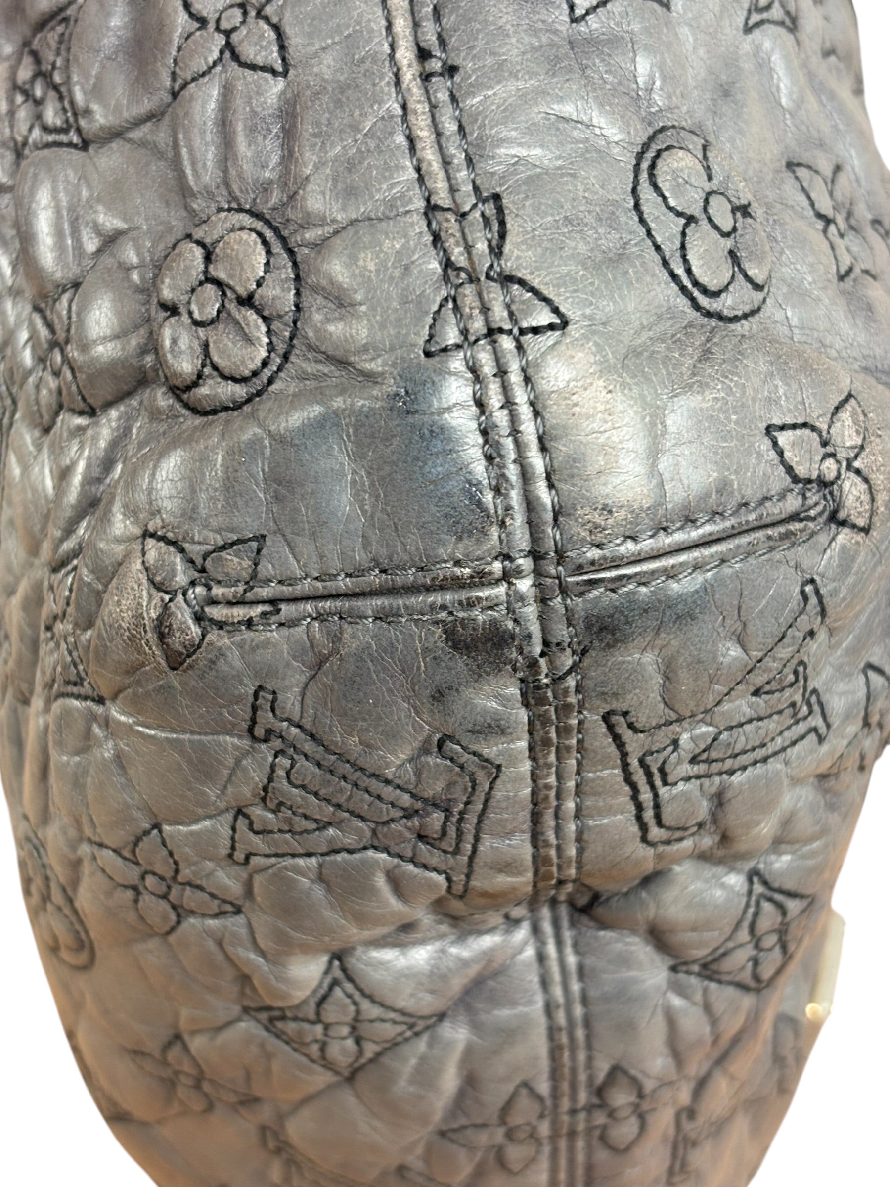 Louis Vuitton Limited Edition Grey Leather Monogram Olympe Nimbus Hobo Bag