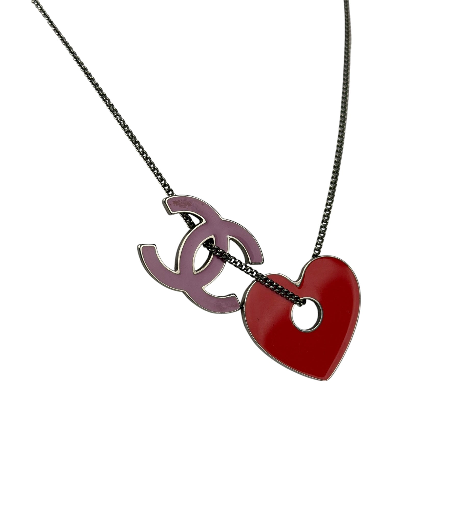 Chanel Vintage Heart CC Necklace