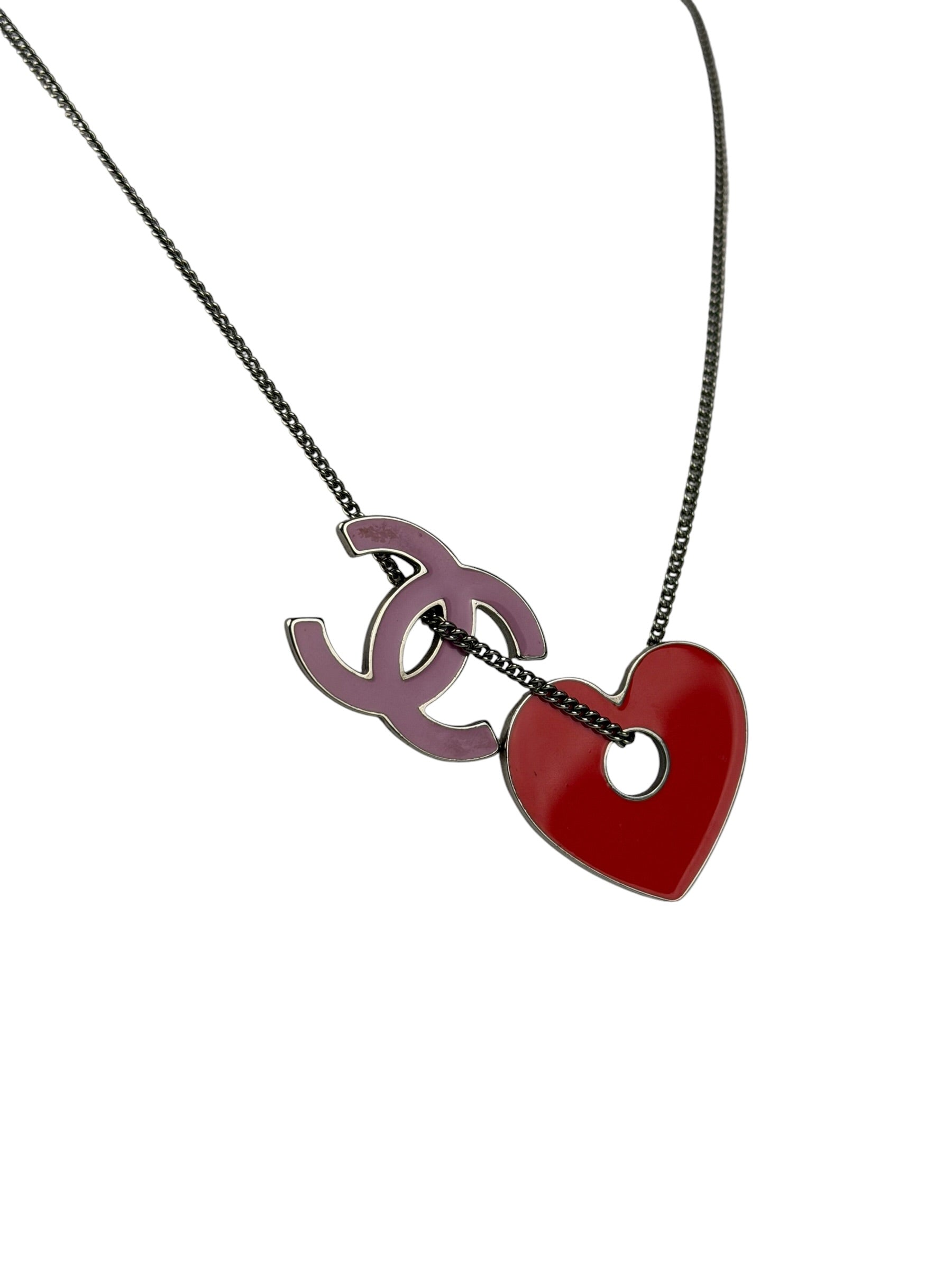 Chanel Vintage Heart CC Necklace