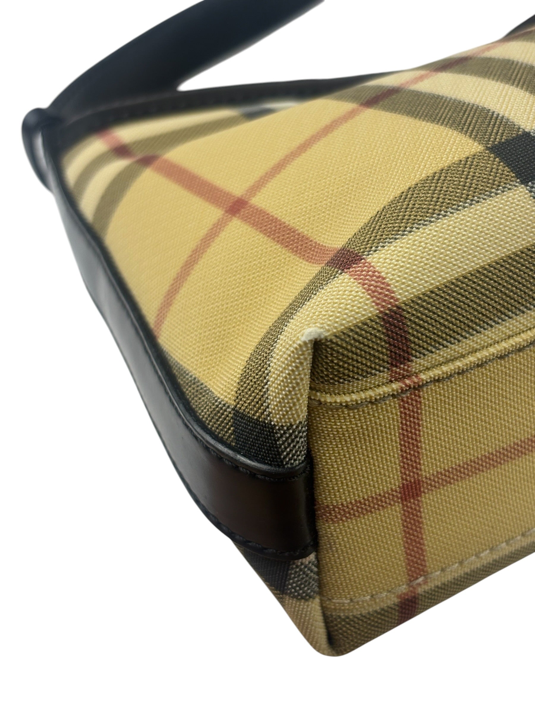 Burberry Black Leather Trim House Check Pochette
