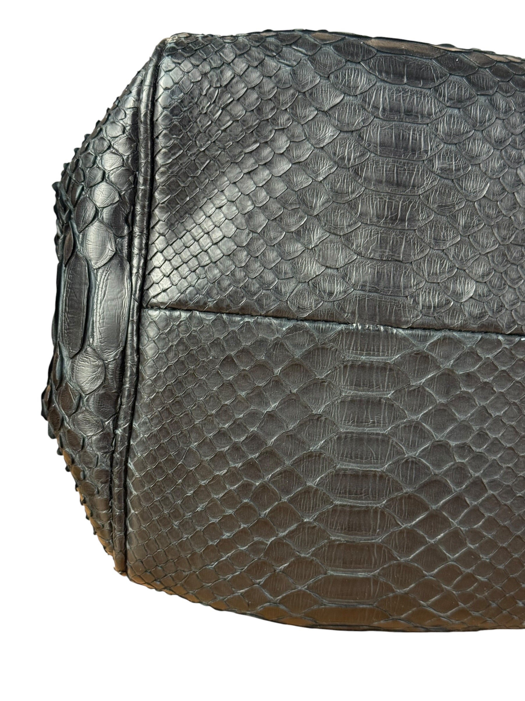 Bottega Veneta Black Snake Leather Brief Case