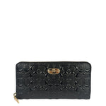 Coach Black Patent Leather Canvas Signature Zip-Around Long Wallet