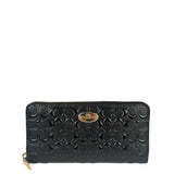 Coach Black Patent Leather Canvas Signature Zip-Around Long Wallet