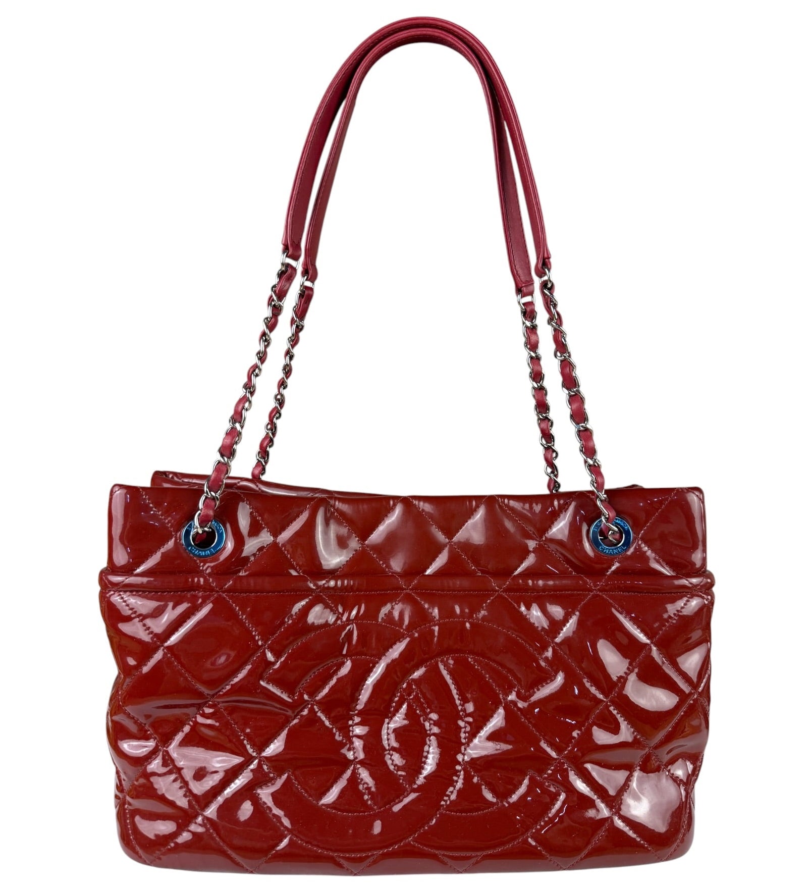 Chanel Patent Red Quilted S Shopper Tote 2013