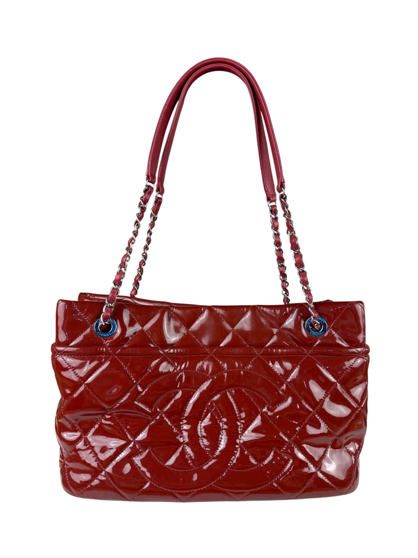 Chanel Patent Red Quilted S Shopper Tote 2013